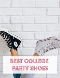 picture of two feet with the best college party shoes