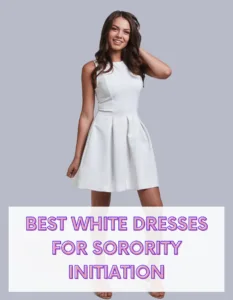 image of two sorority women wearing a white dress for sorority initiation